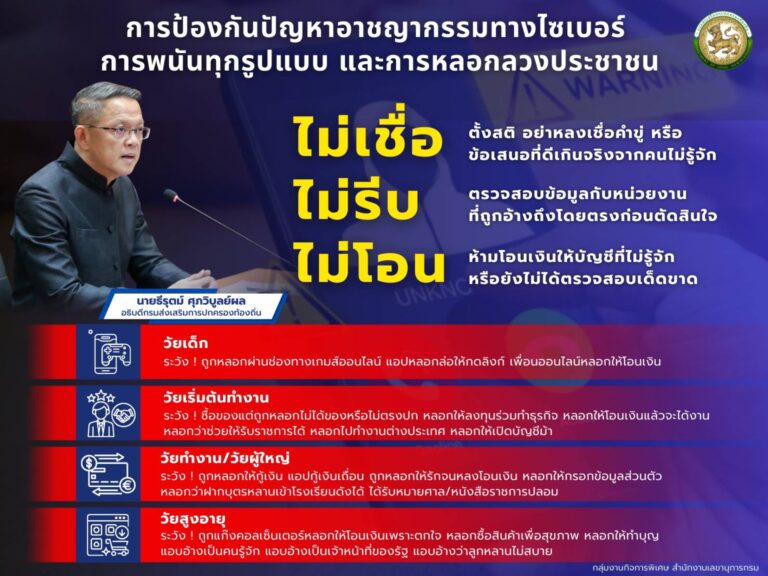 “ไม่เชื่อ ไม่รีบ ไม่โอน”